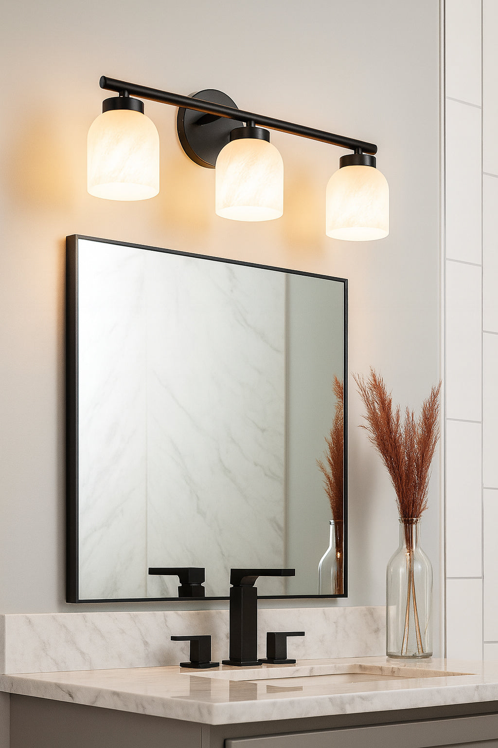 matte black/faux alabaster wall sconce