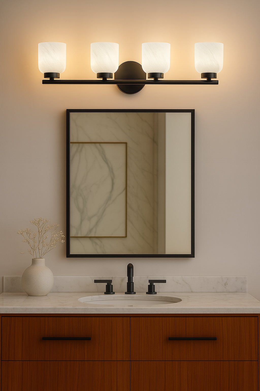 matte black/faux alabaster wall sconce