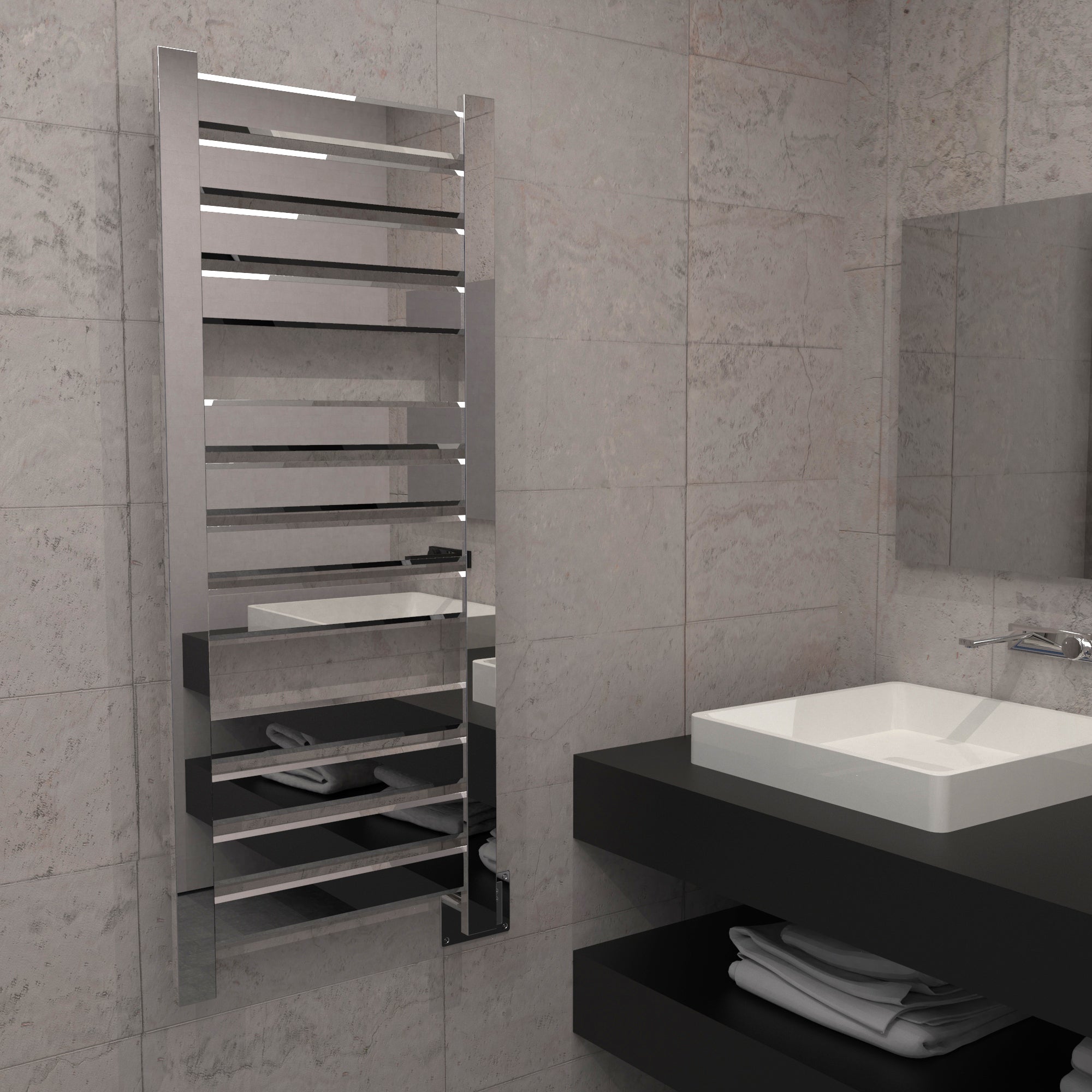 polished stainless towel warmer