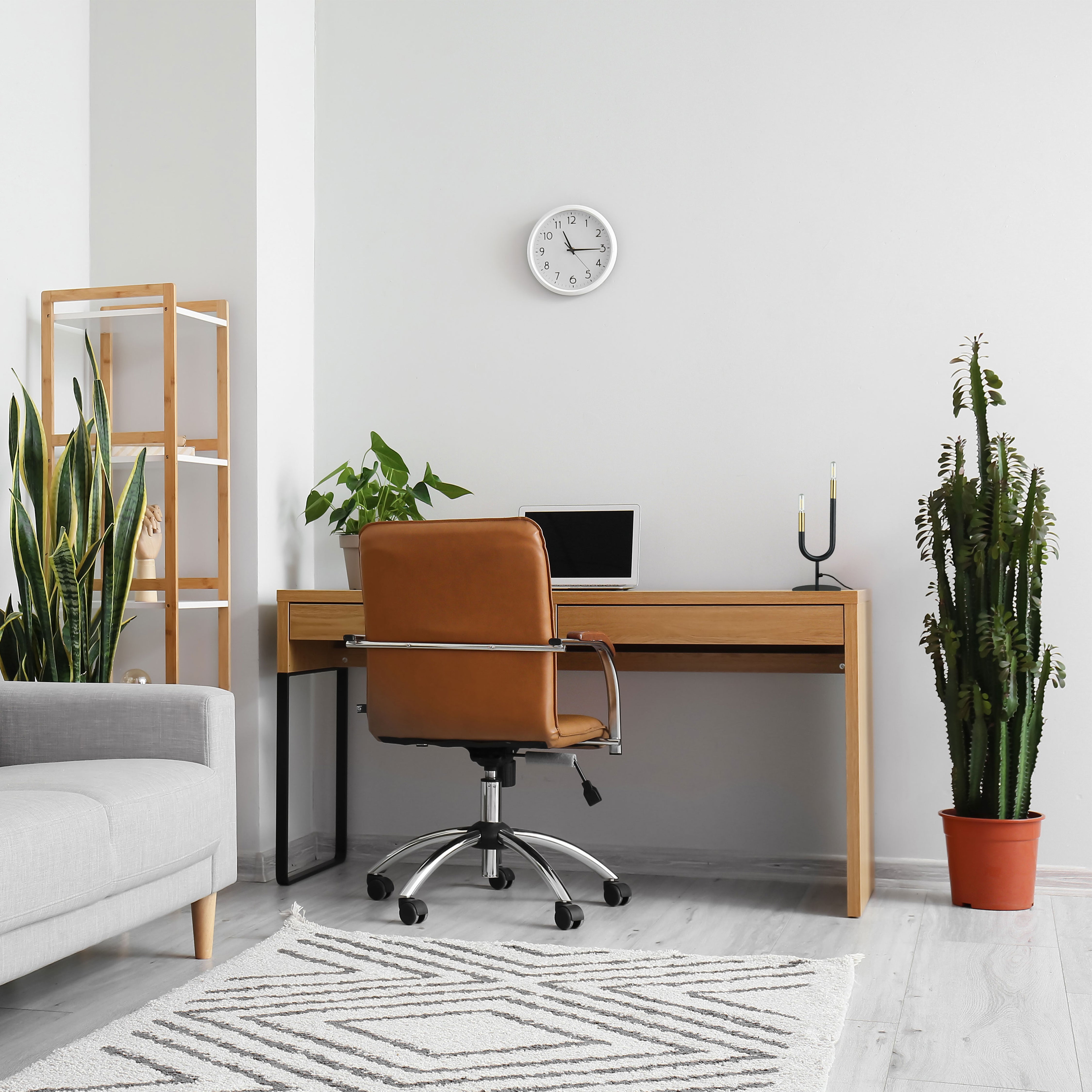 matte black and aged brass table lamp