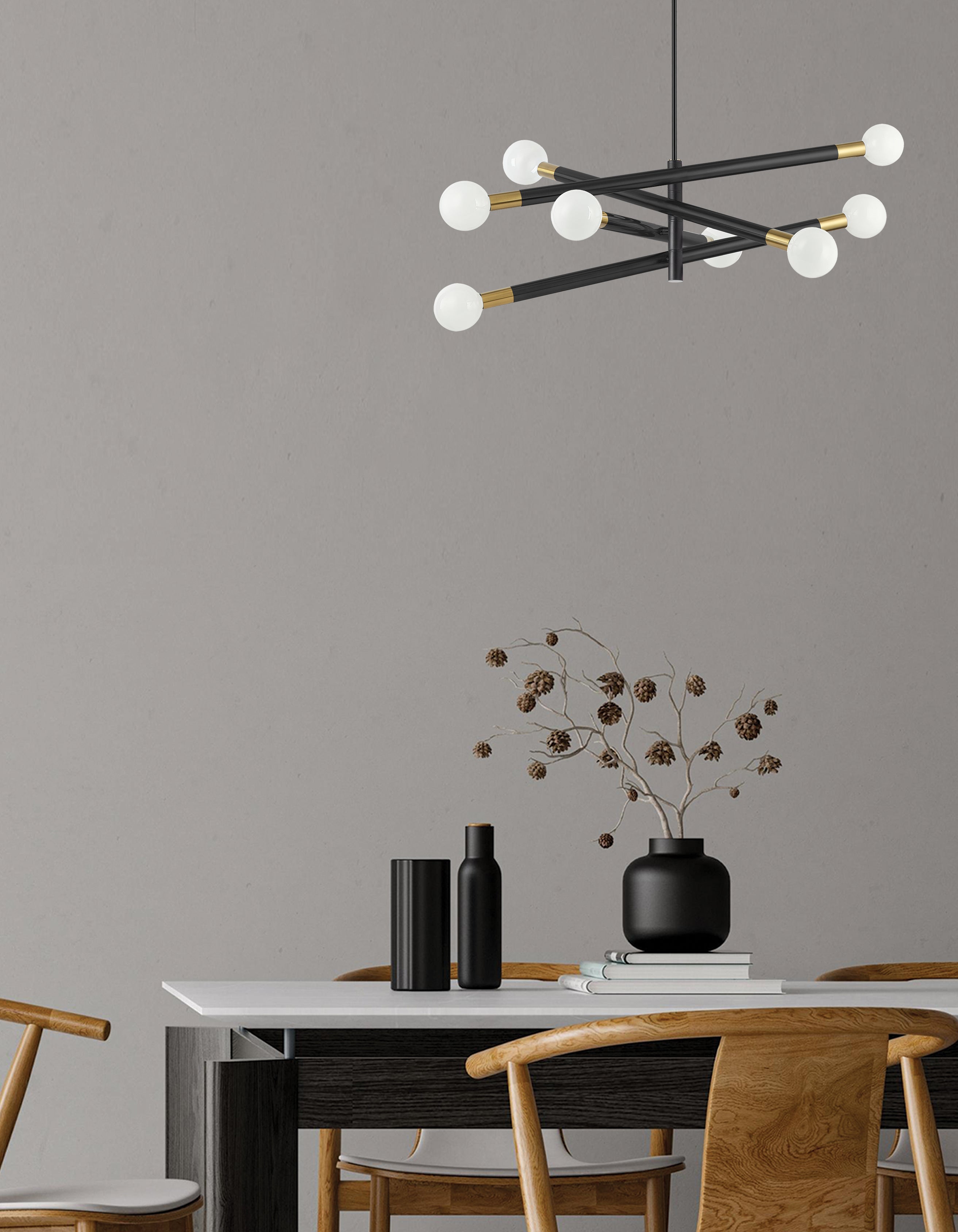 matte black and aged brass pendants