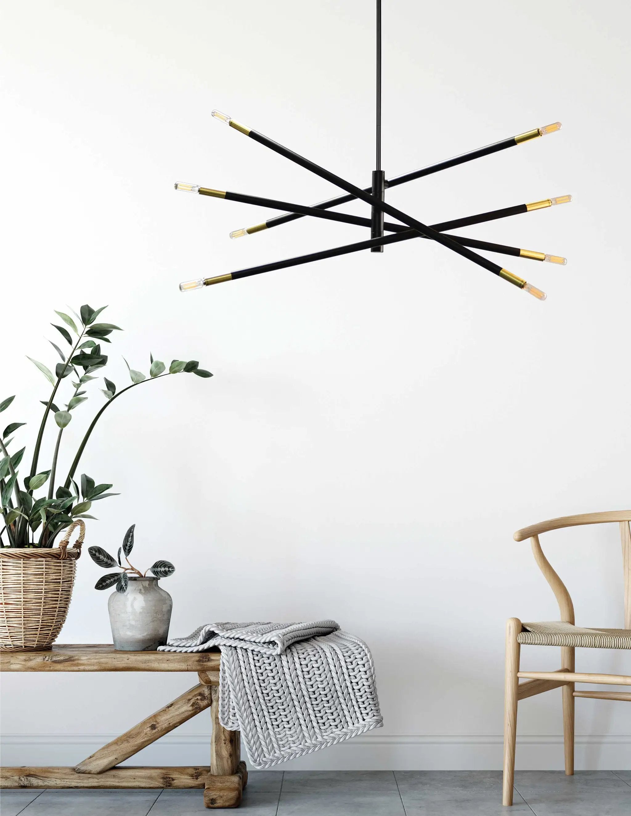 matte black and aged brass pendants