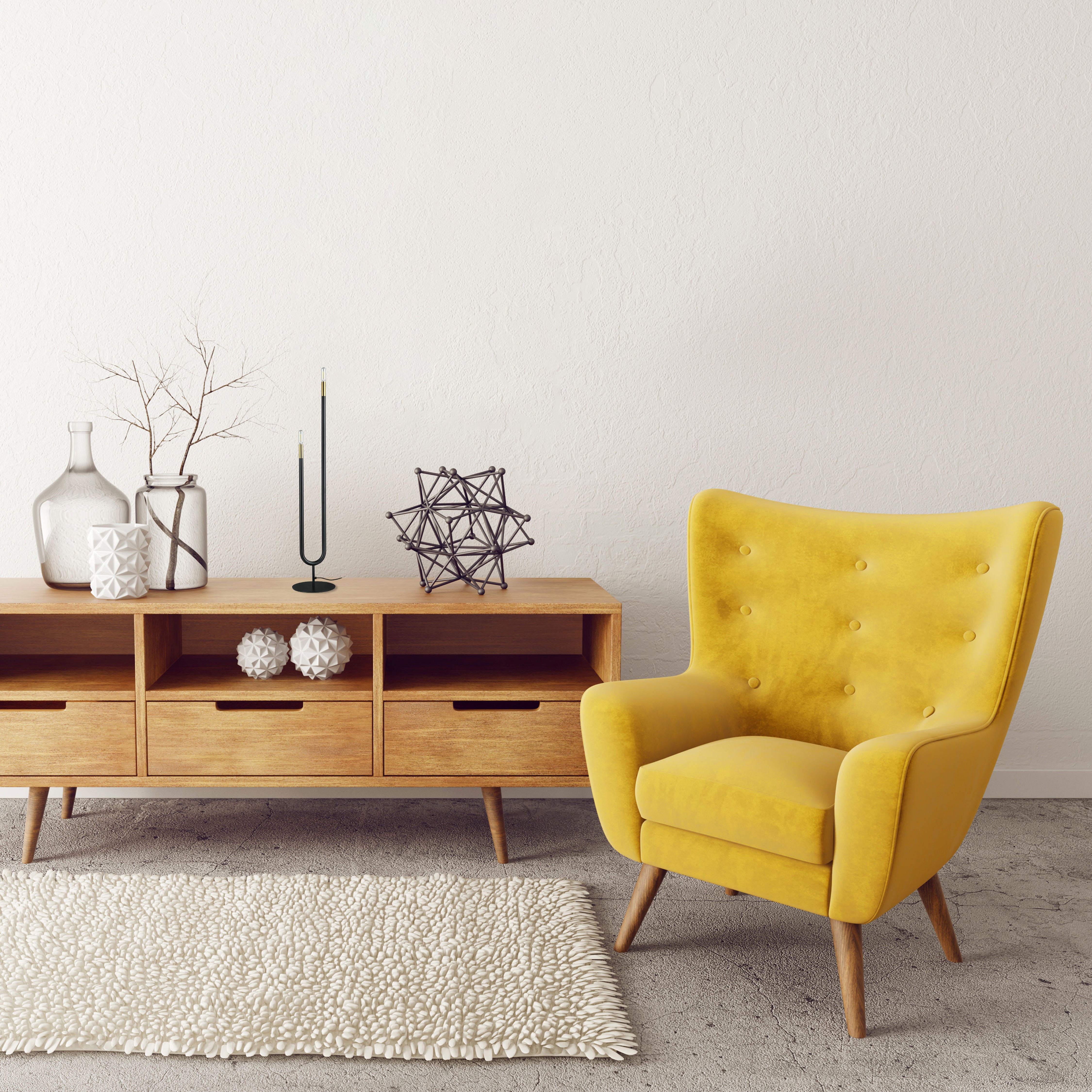 matte black and aged brass table lamp