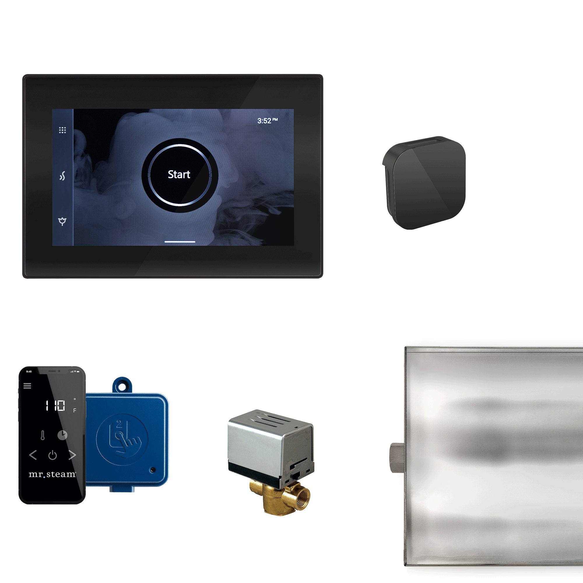 Mr Steam XButler Steam Shower Control Package with iSteamX Control and Aroma Glass SteamHead