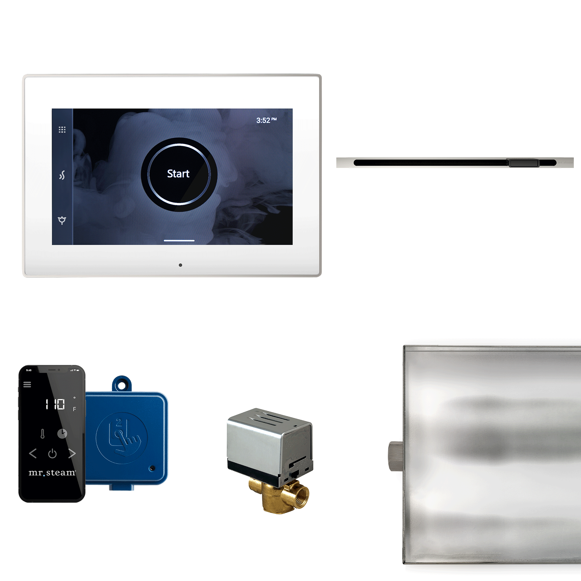 Mr Steam XButler Linear Steam Shower Control Package with iSteamX Control and Linear SteamHead