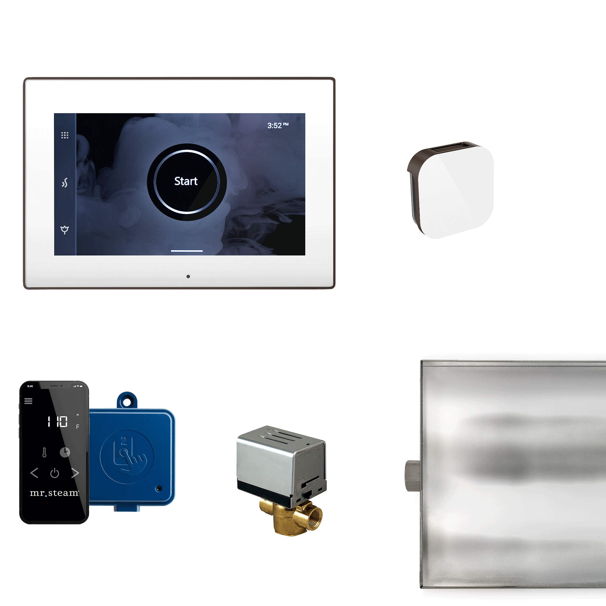 Mr Steam XButler Steam Shower Control Package with iSteamX Control and Aroma Glass SteamHead