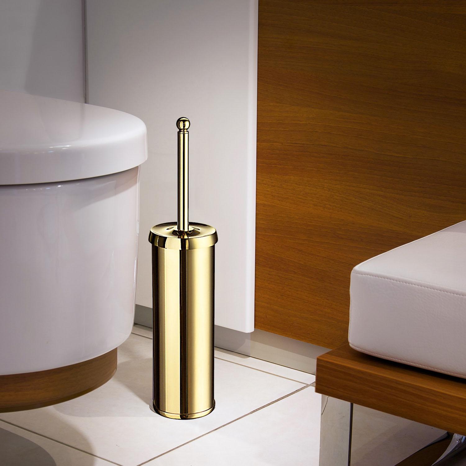 polished brass toilet brush