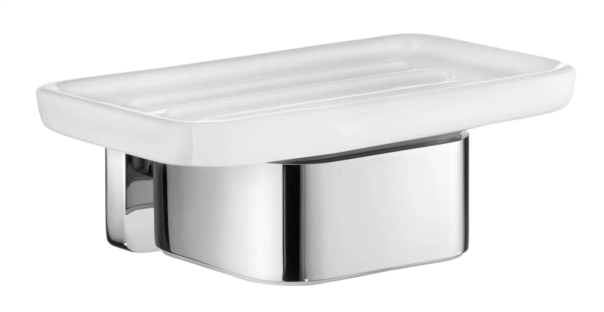 polished chrome holder with soap dish