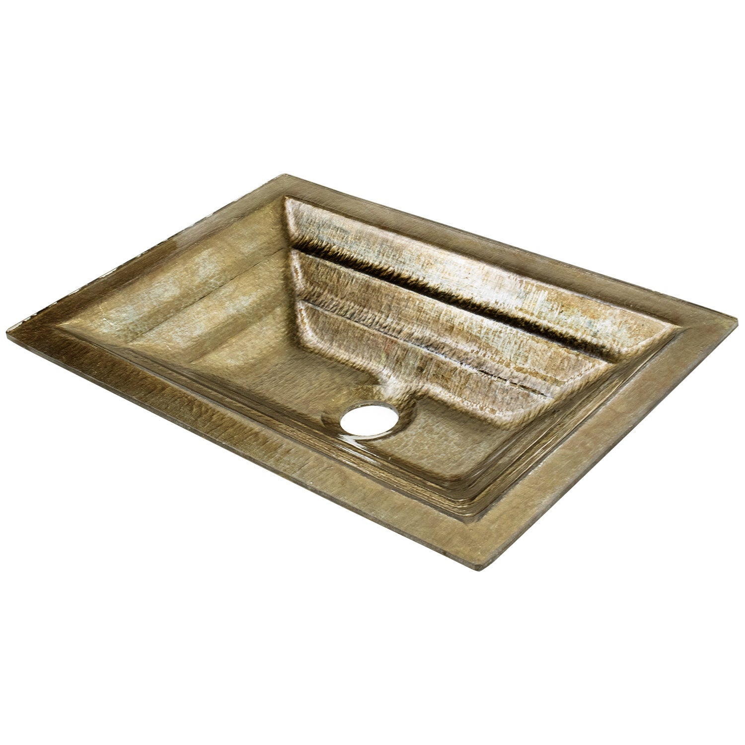 Linkasink Solid Eglomise Metal Leaf Artisan Glass Undermount Sink