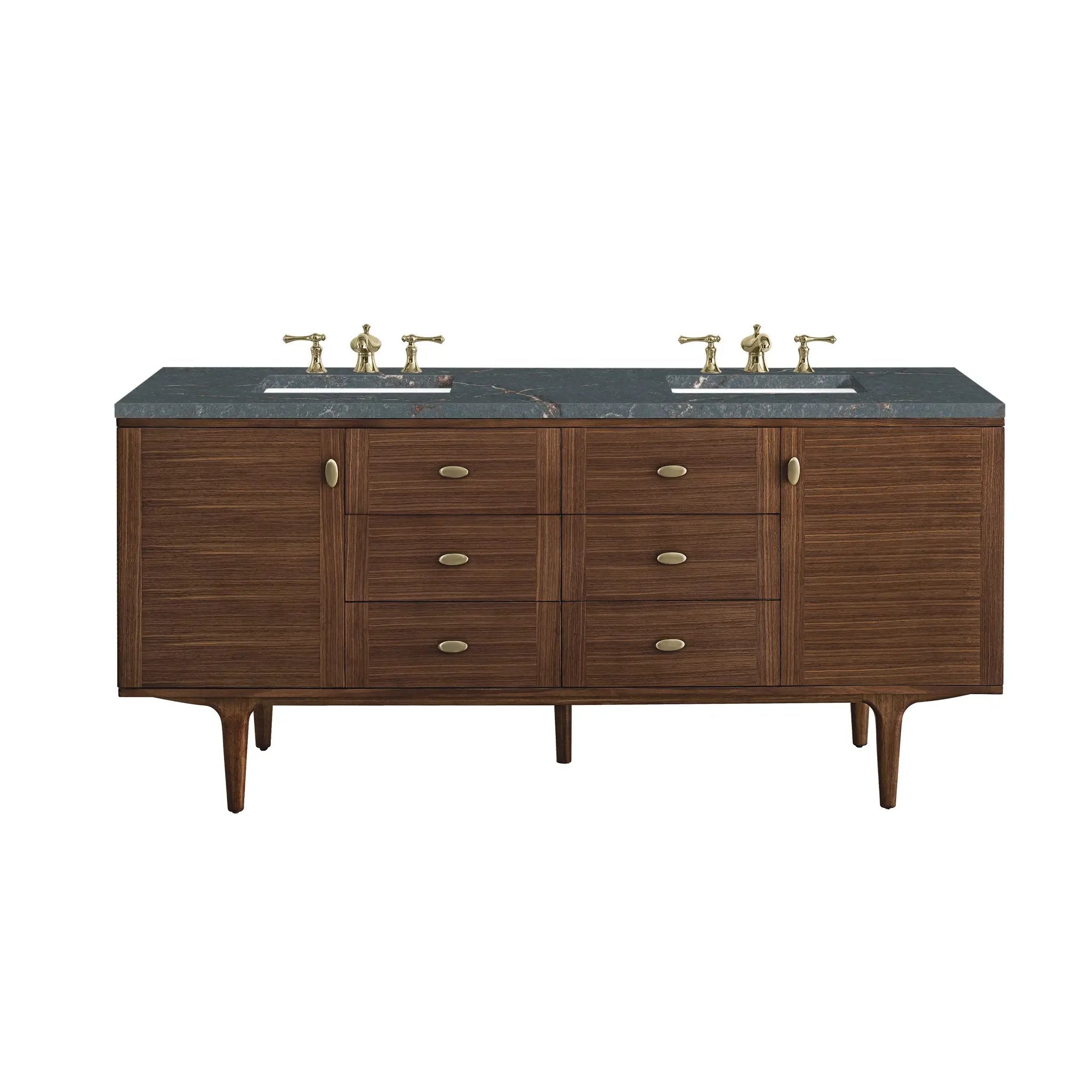 James Martin Amberly 72" Double Vanity Set - Mid-Century Walnut by James Martin Vanities