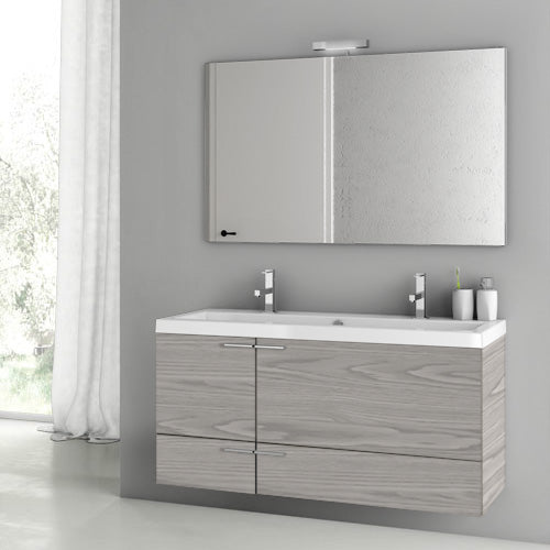 Nameeks ACF 47" Wall Mounted/Floating Vanity Set with Wood Cabinet, Ceramic Top with 1 Sink and 1 Mirror