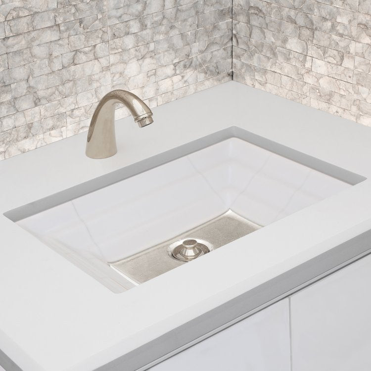 white glass with silver accent sink