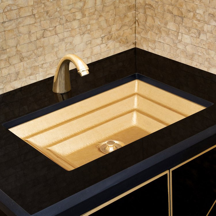 glass with gold sink