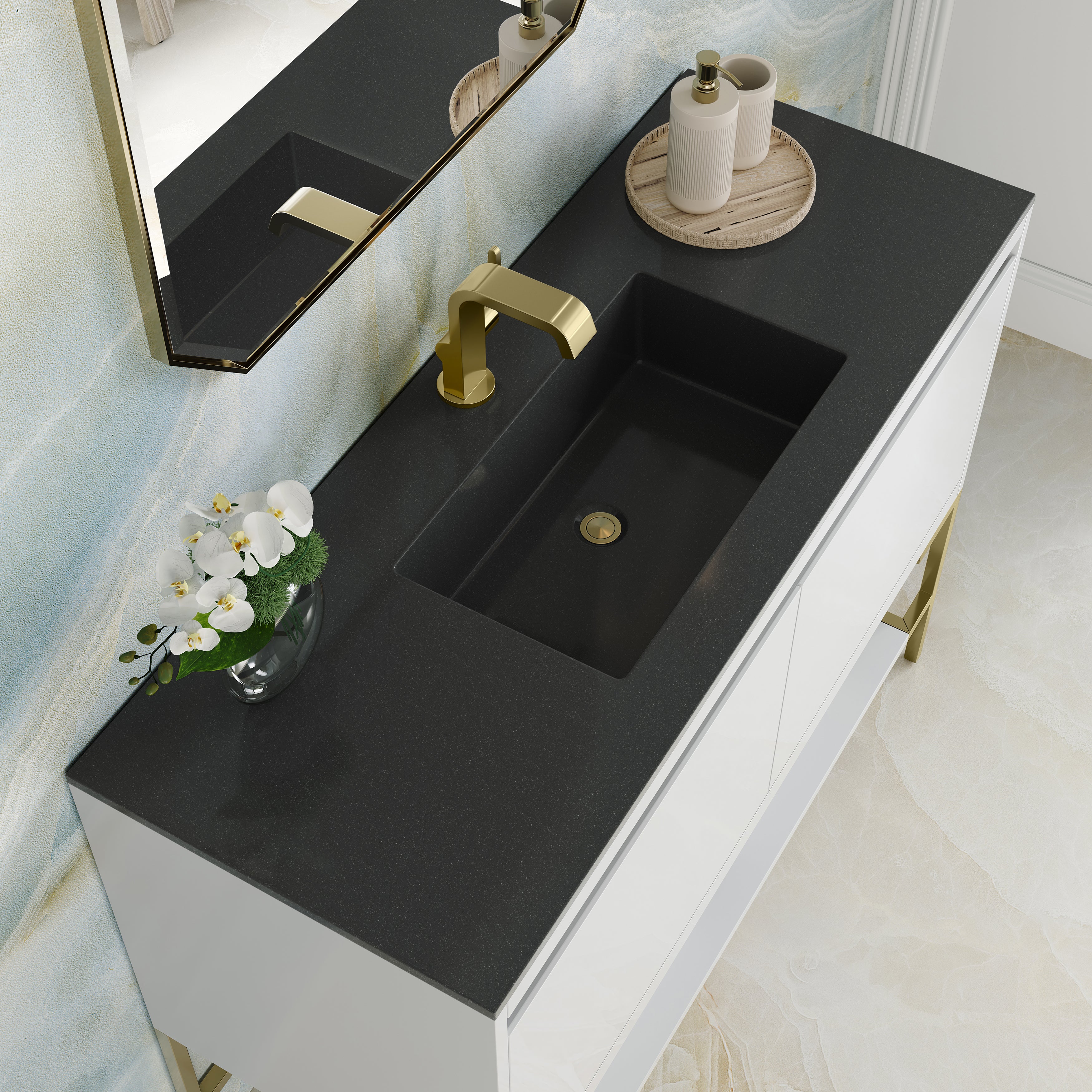 charcoal black composite stone top vanity