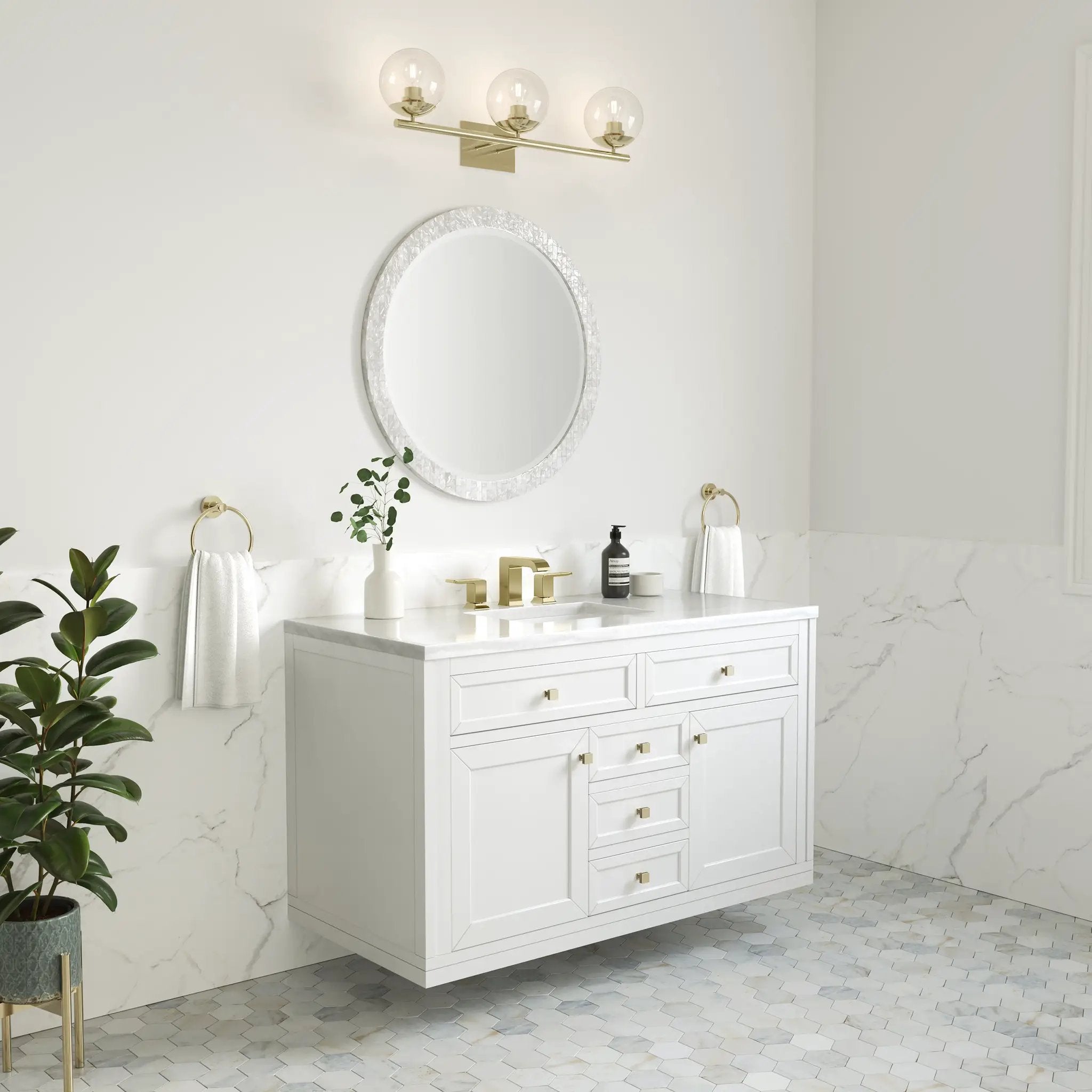 glossy white vanity