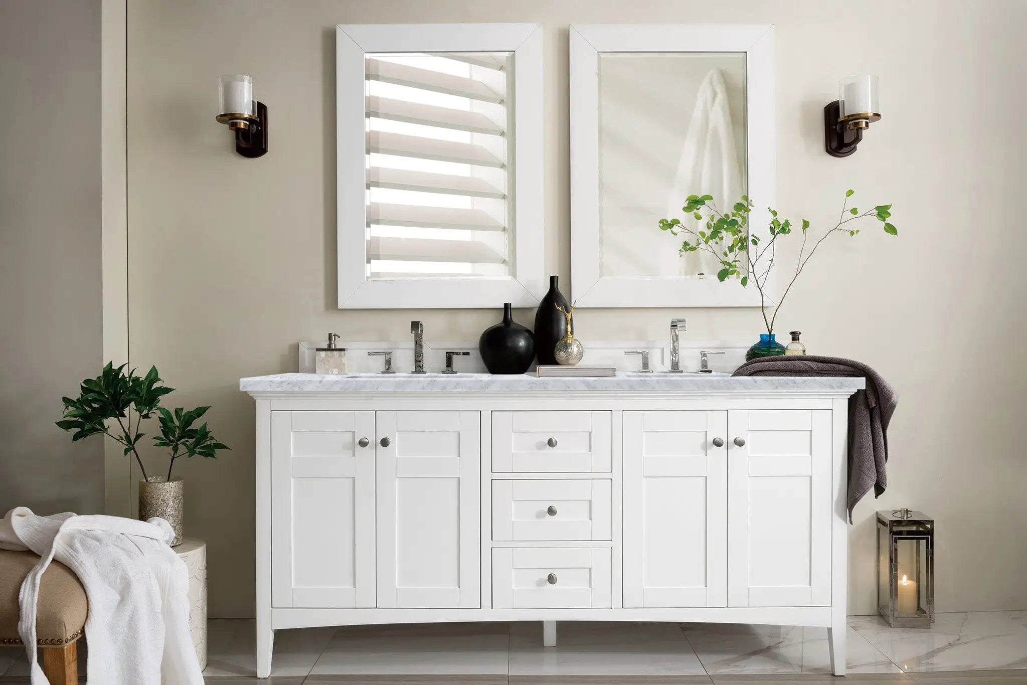 James Martin Palisades 72" Double Vanity Set - Bright White by James Martin Vanities