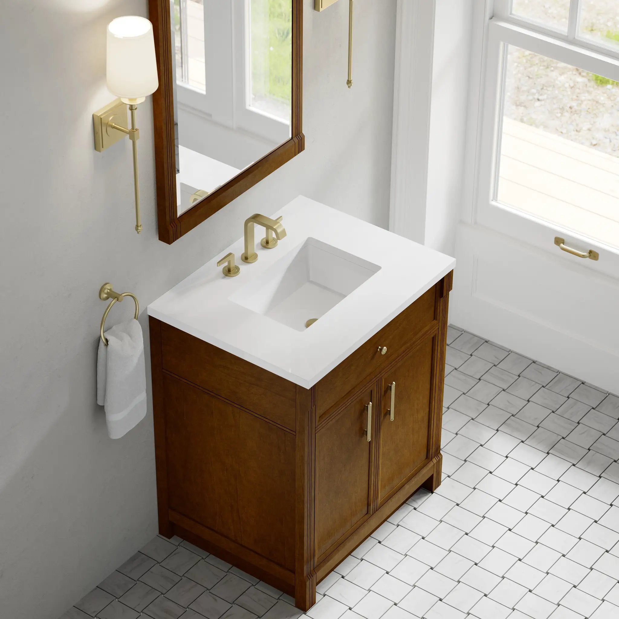 honey oak mirror