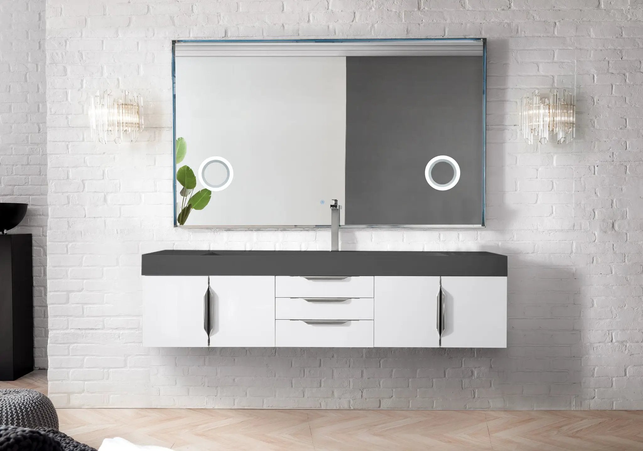 glossy white vanity