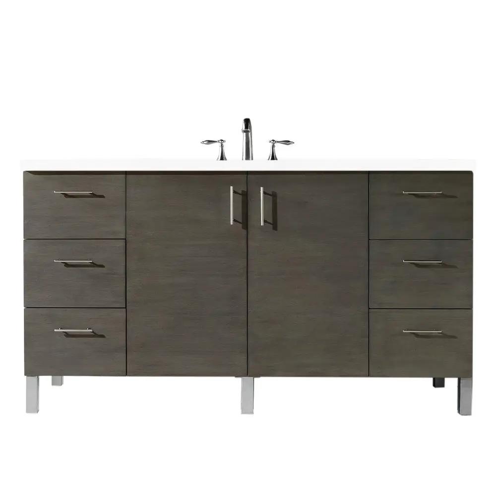 James Martin Metropolitan 60" Single Vanity Set - Silver Oak by James Martin Vanities