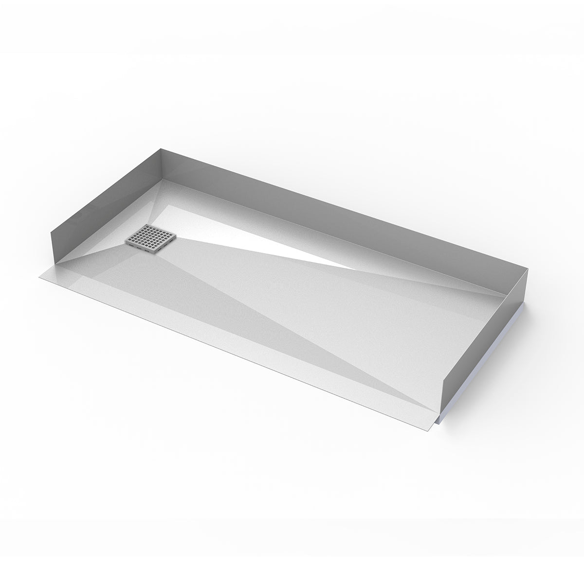 Infinity Drain 30"x 60" Curbless Stainless Steel Shower Base with Squares Pattern Left Drain location