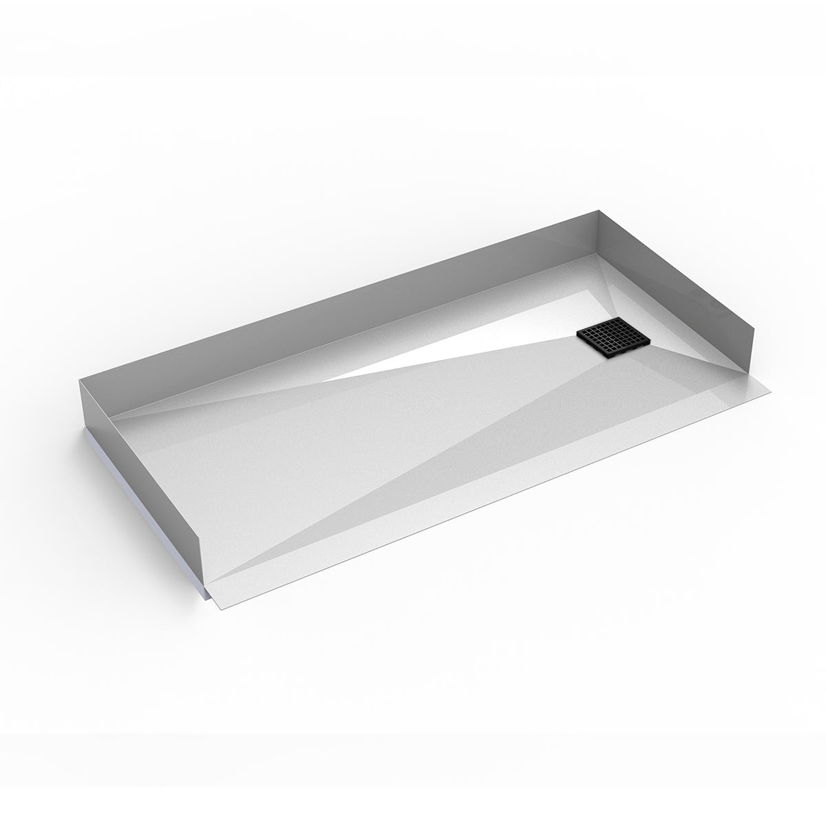 Infinity Drain 30"x 60" Curbless Stainless Steel Shower Base with Squares Pattern Right Drain location