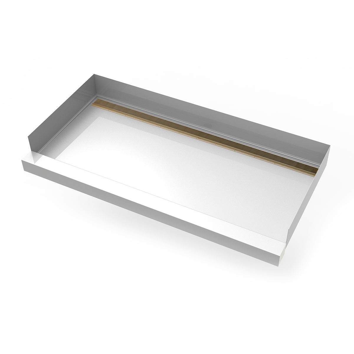 Infinity Drain 30"x 60" Stainless Steel Shower Base with Back Wall Wedge Wire Linear Drain location