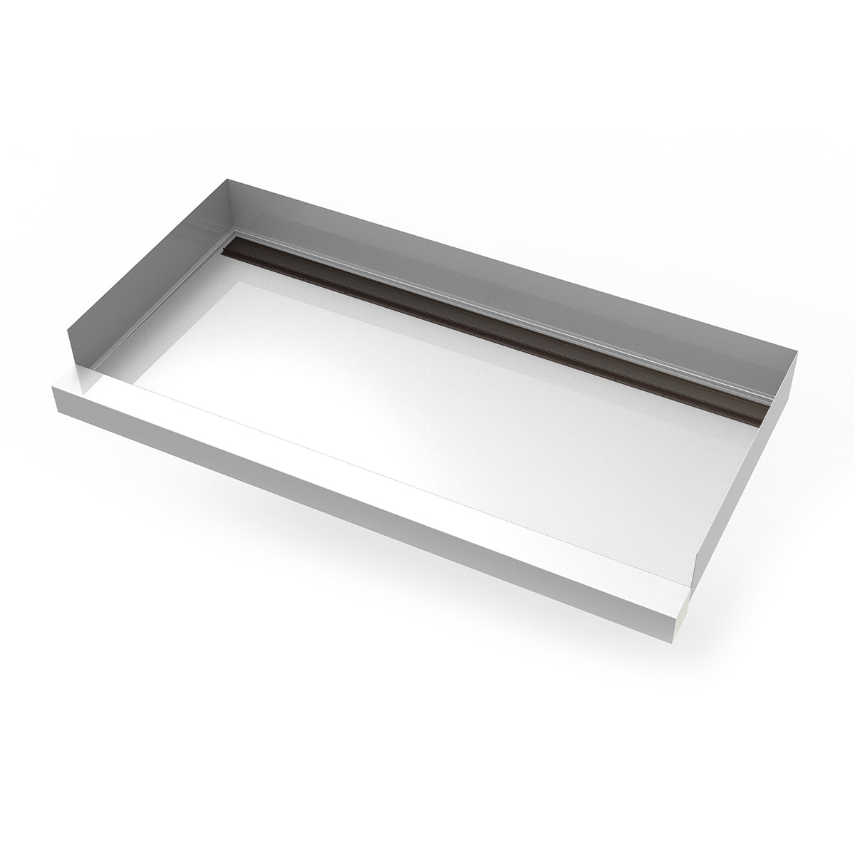 Infinity Drain 30"x 60" Stainless Steel Shower Base with Back Wall Tile Insert Linear Drain location