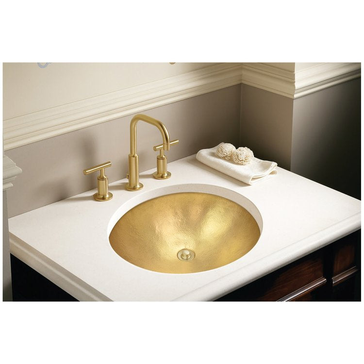 polished unlacquered brass sink