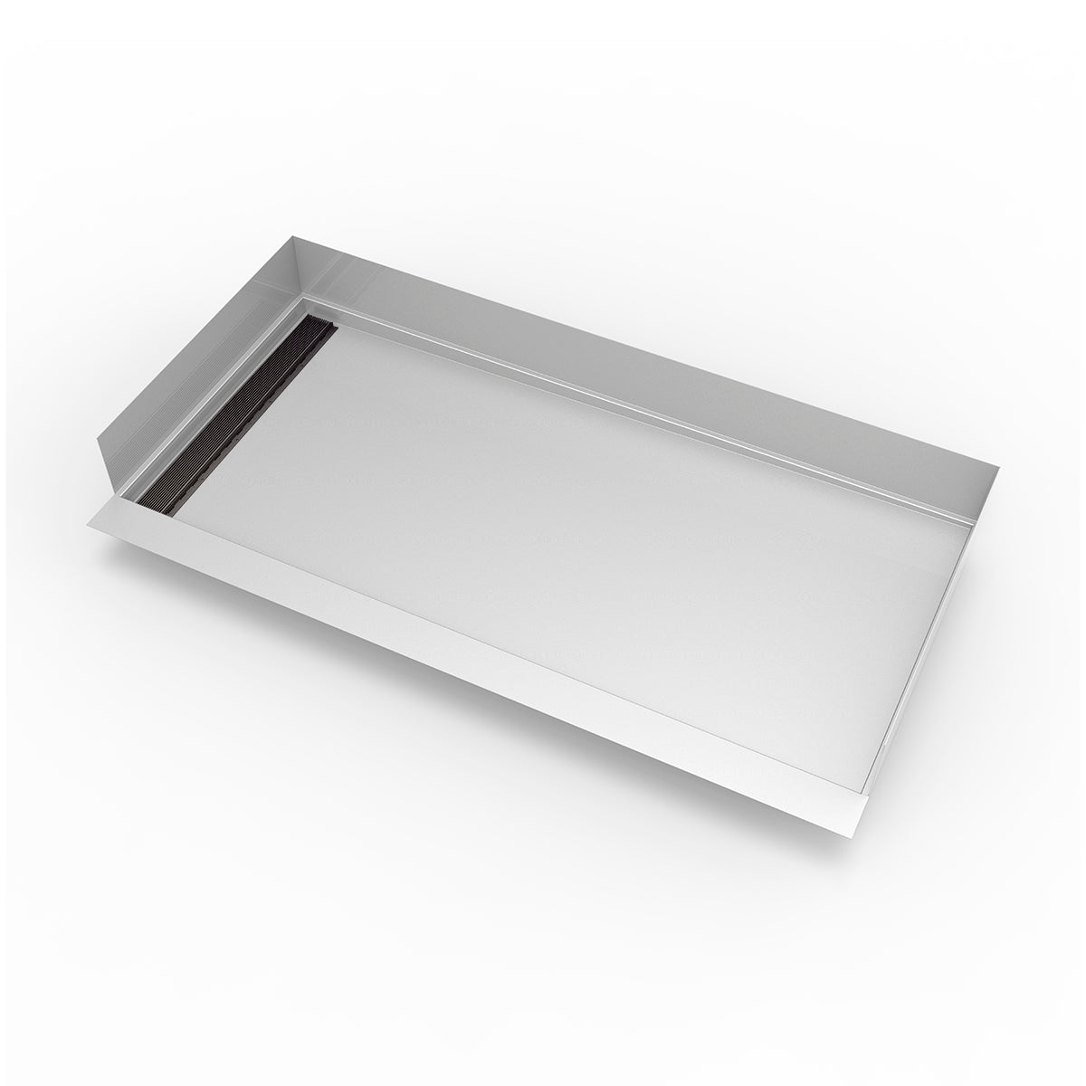 Infinity Drain 30"x 60" Curbless Stainless Steel Shower Base with Left Wall Wedge Wire Linear Drain location