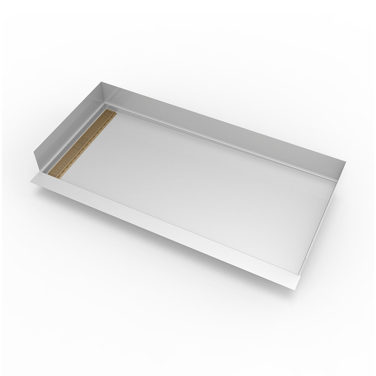 Infinity Drain 30"x 60" Curbless Stainless Steel Shower Base with Left Wall Wedge Wire Linear Drain location