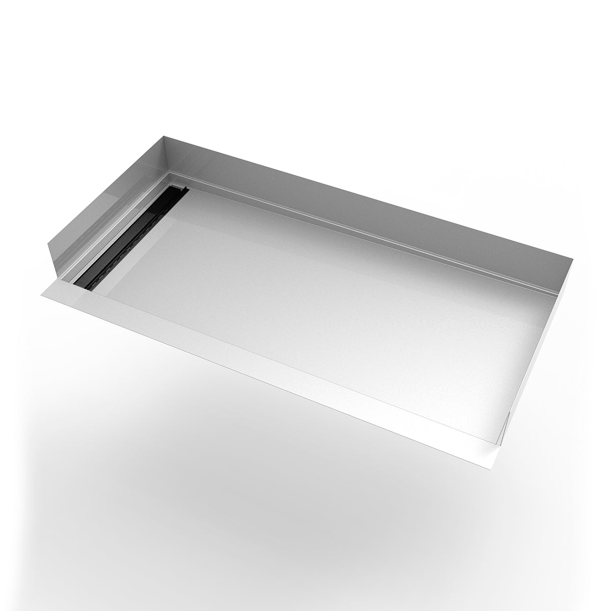 Infinity Drain 30"x 60" Curbless Stainless Steel Shower Base with Left Wall Tile Insert Linear Drain location