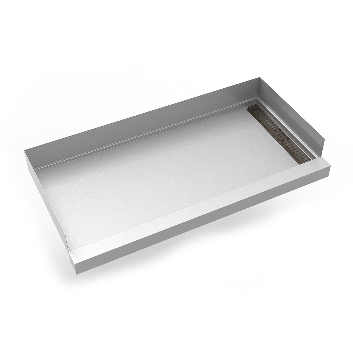Infinity Drain 30"x 60" Stainless Steel Shower Base with Right Wall Wedge Wire Linear Drain location