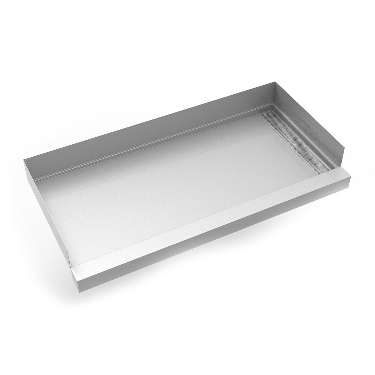 Infinity Drain 30"x 60" Stainless Steel Shower Base with Right Wall Wedge Wire Linear Drain location