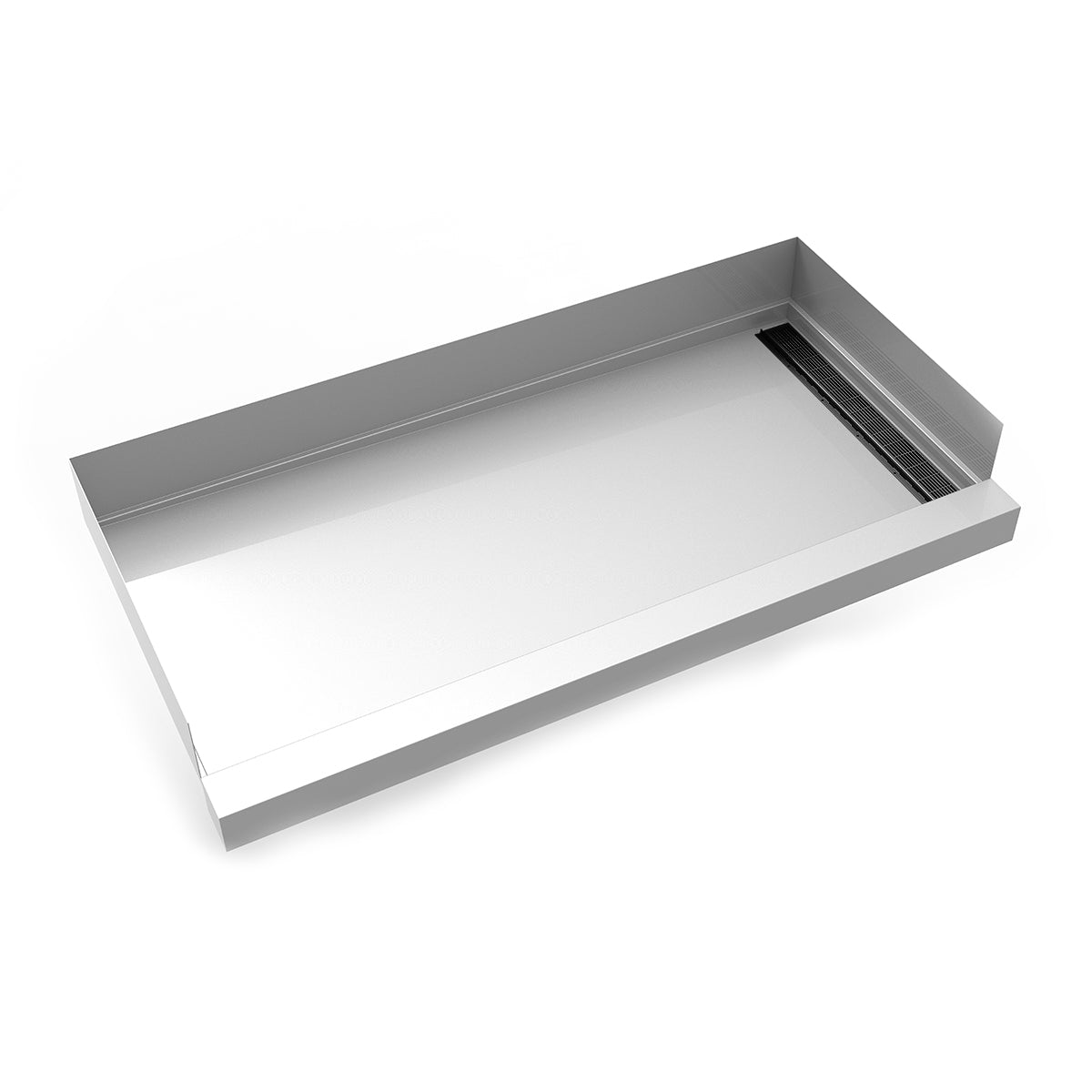Infinity Drain 30"x 60" Stainless Steel Shower Base with Right Wall Slotted Pattern Linear Drain location
