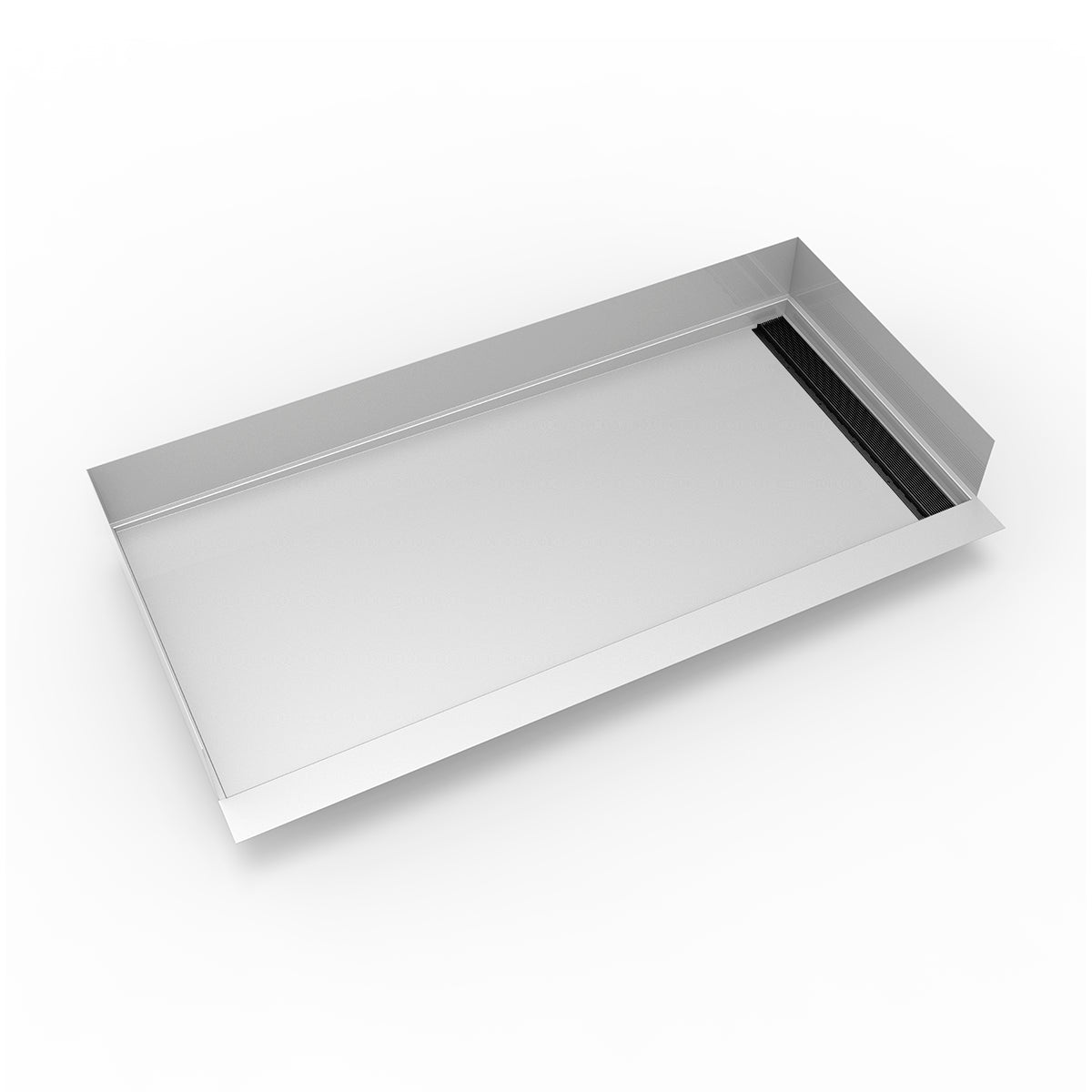 Infinity Drain 30"x 60" Curbless Stainless Steel Shower Base with Right Wall Wedge Wire Linear Drain location