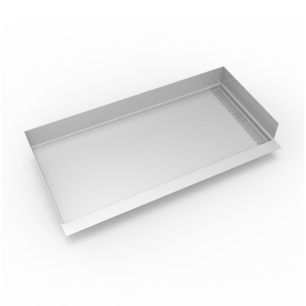 Infinity Drain 30"x 60" Curbless Stainless Steel Shower Base with Right Wall Wedge Wire Linear Drain location