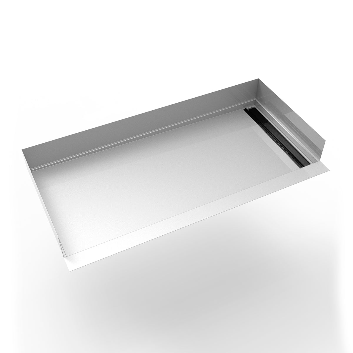 Infinity Drain 30"x 60" Curbless Stainless Steel Shower Base with Right Wall Tile Insert Linear Drain location