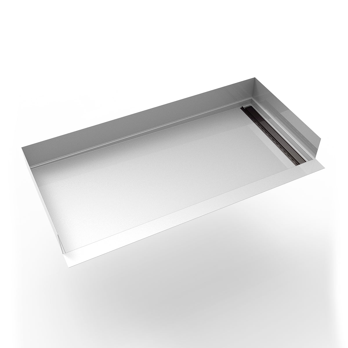 Infinity Drain 30"x 60" Curbless Stainless Steel Shower Base with Right Wall Tile Insert Linear Drain location