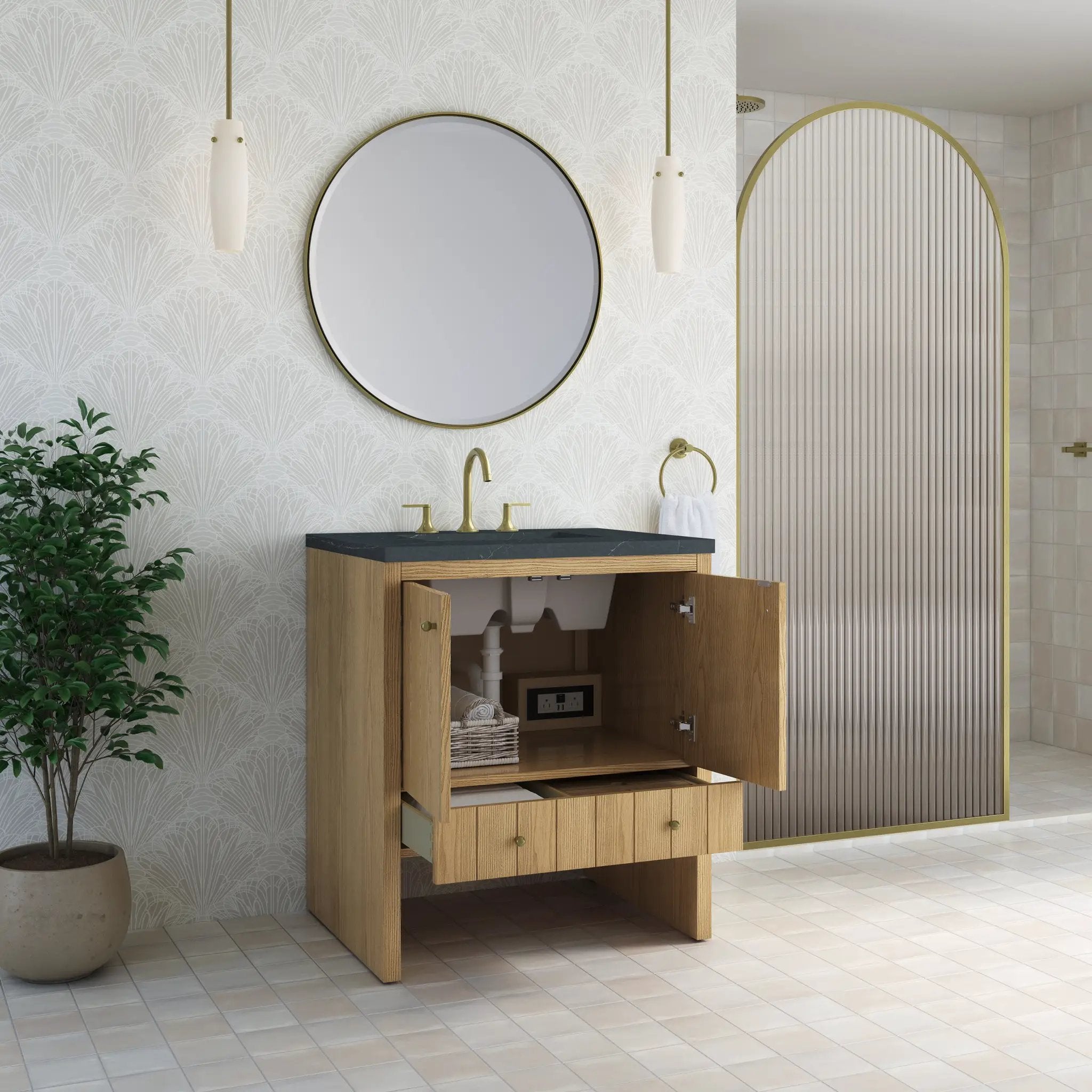 light natural oak vanity