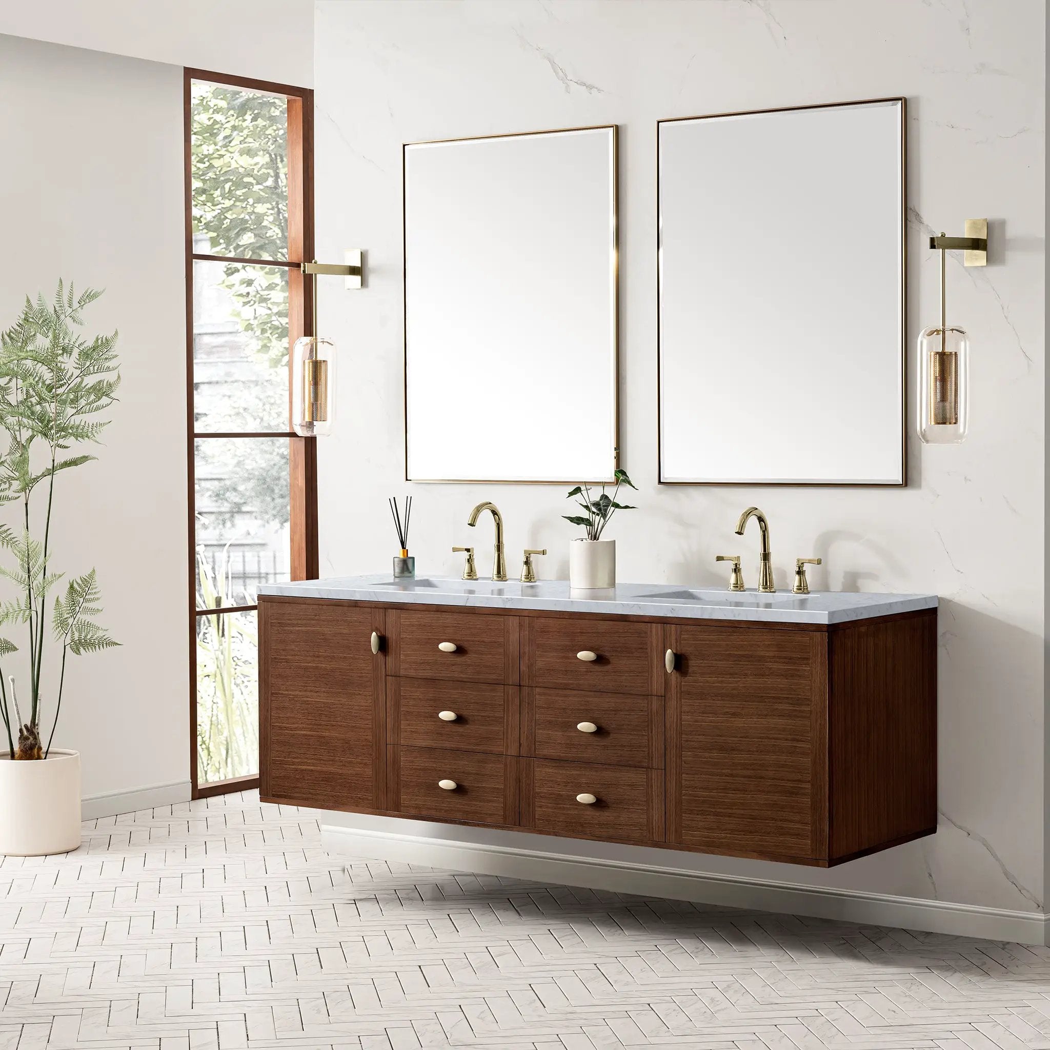 mid-century walnut vanity
