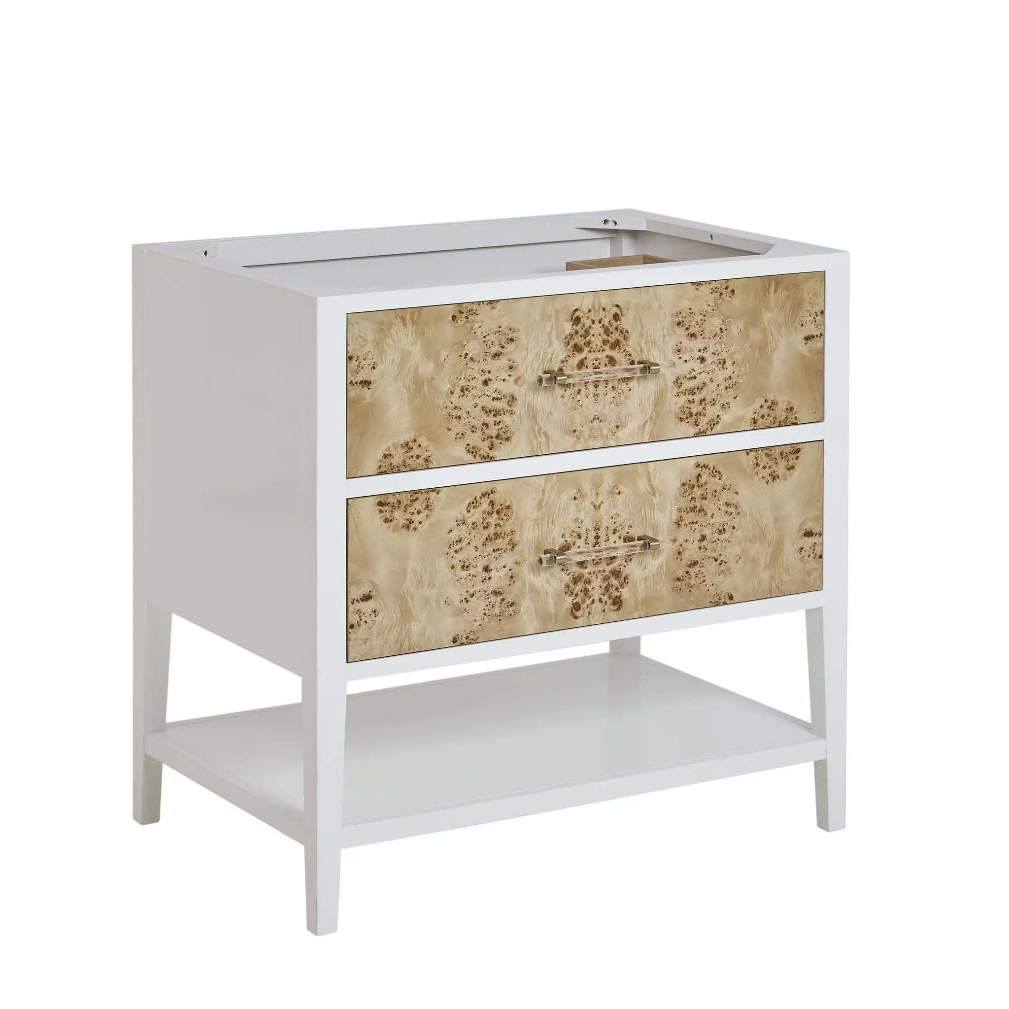 James Martin Olena 36" Single Vanity Set - Light Mappa Burl and Polished White by James Martin Vanities