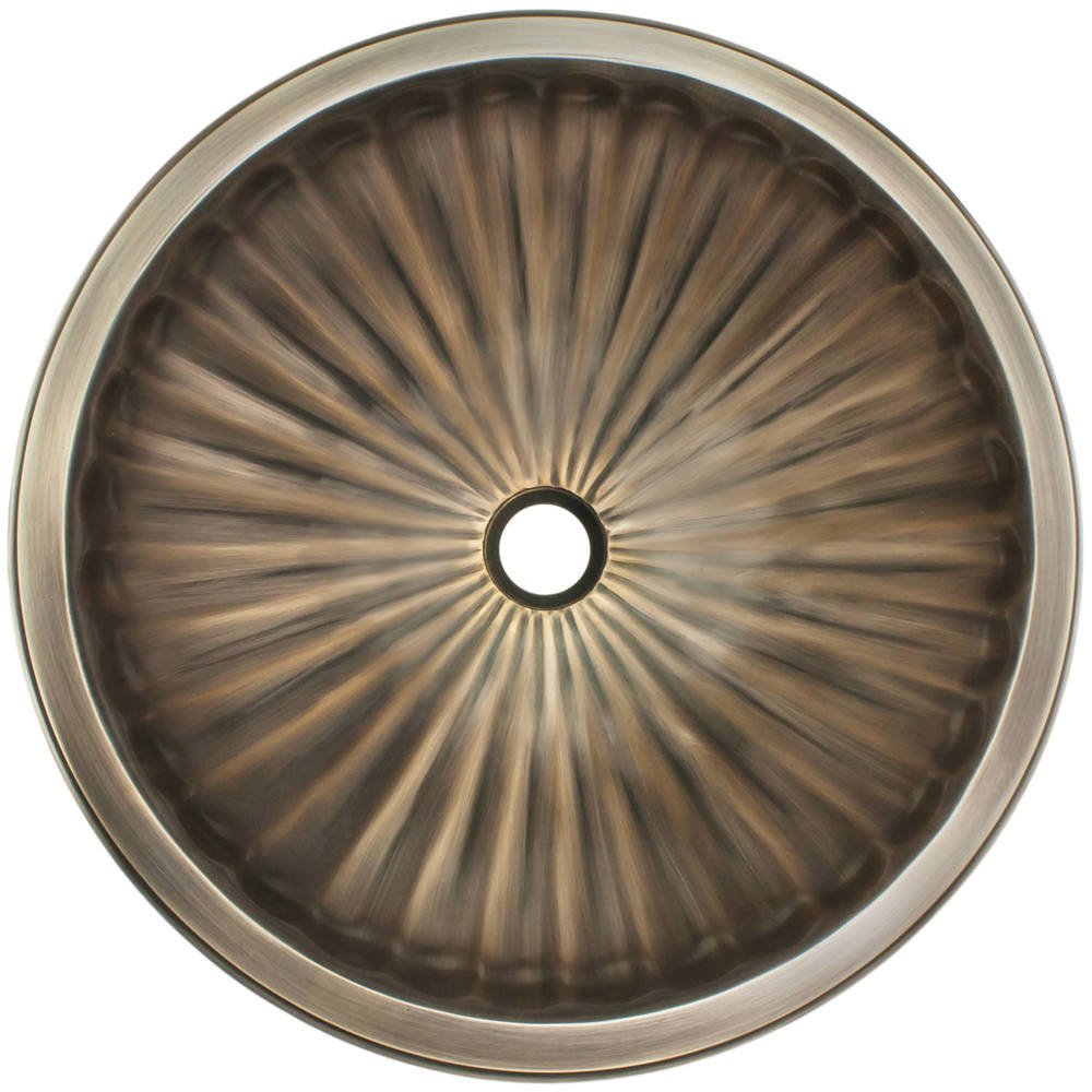 Linkasink Bronze Small Round Fluted Drop-In or Undermount Sink 13.75"