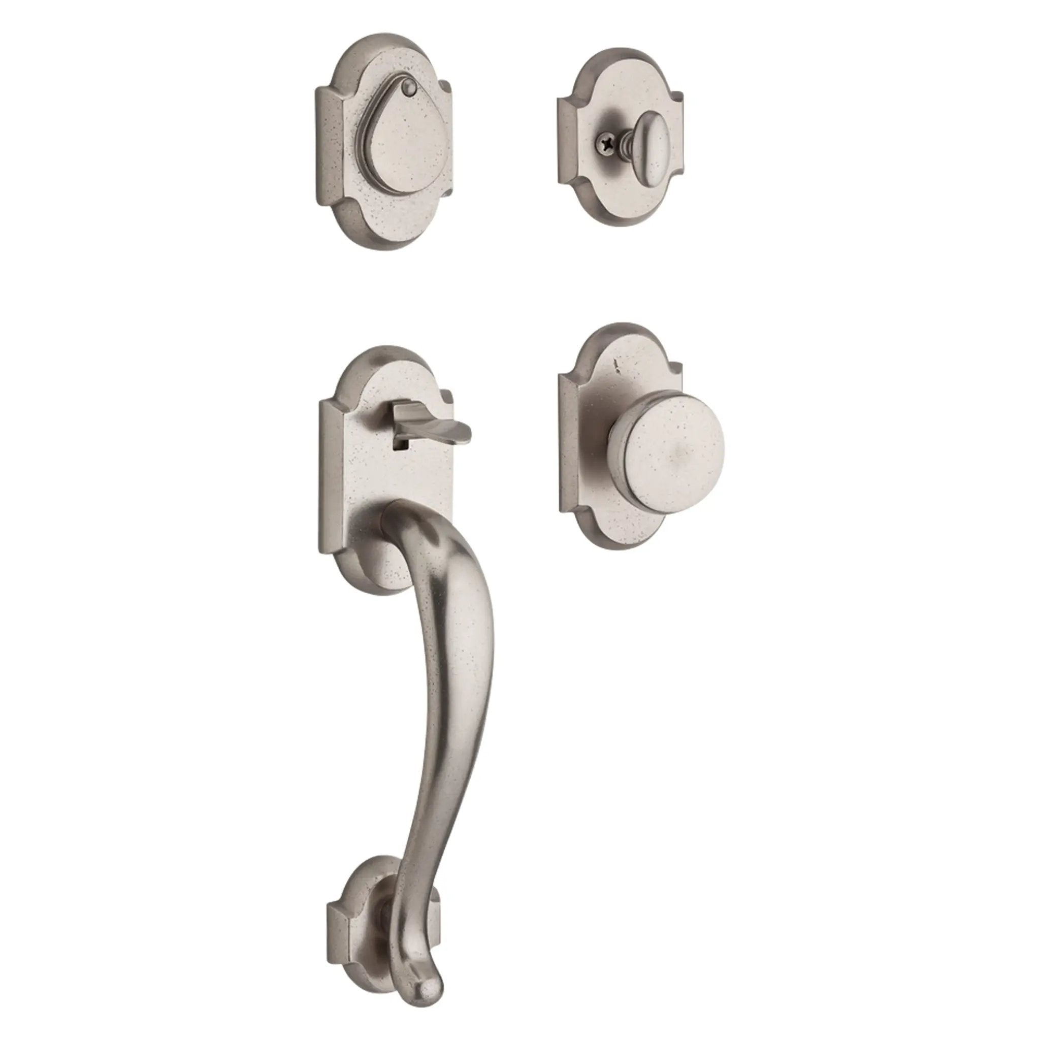Baldwin Reserve Adirondack Handleset x Rustic Knob with Arch Interior by Baldwin