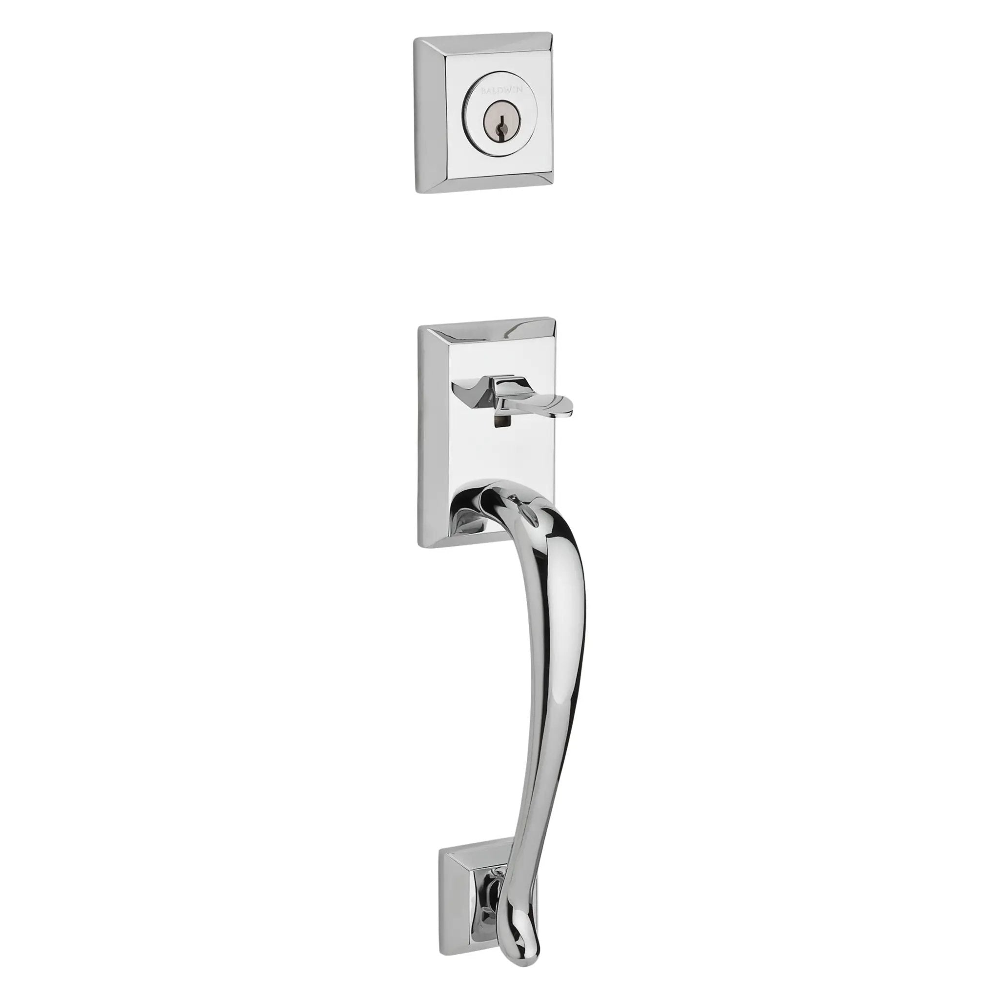 polished chrome door handle and lever