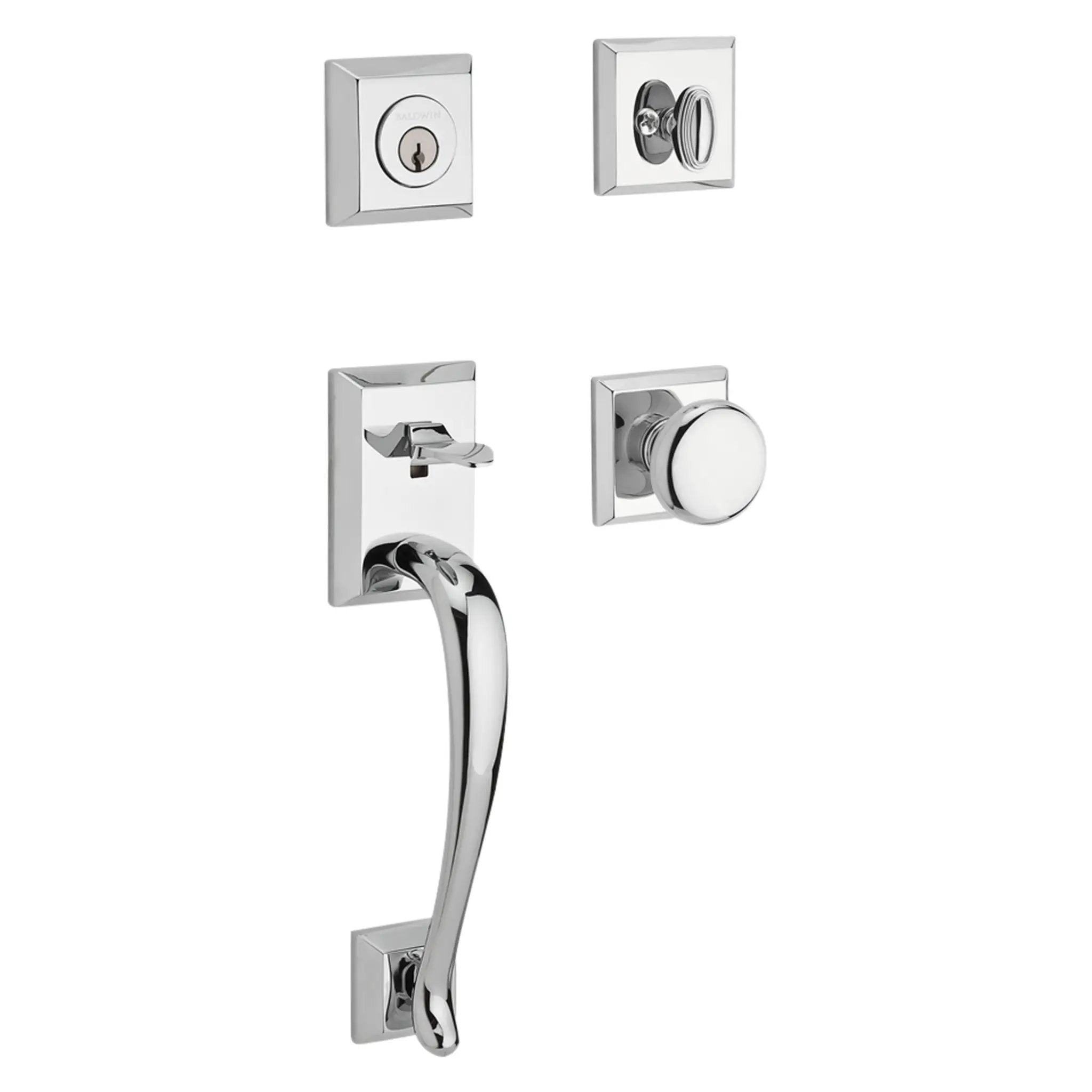 polished chrome door handle and knob