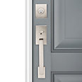 satin nickel door handle and lever