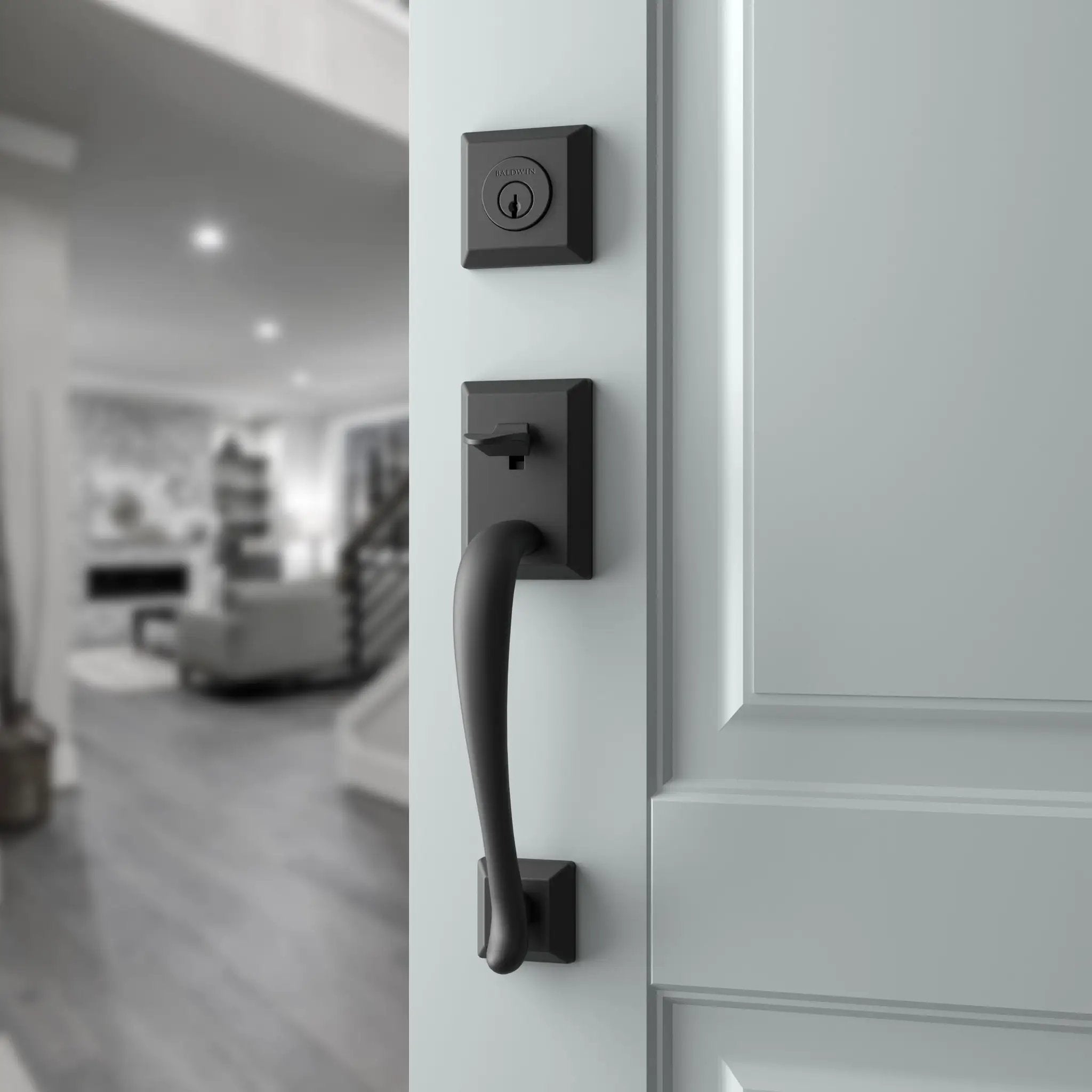 satin black door handle and lever