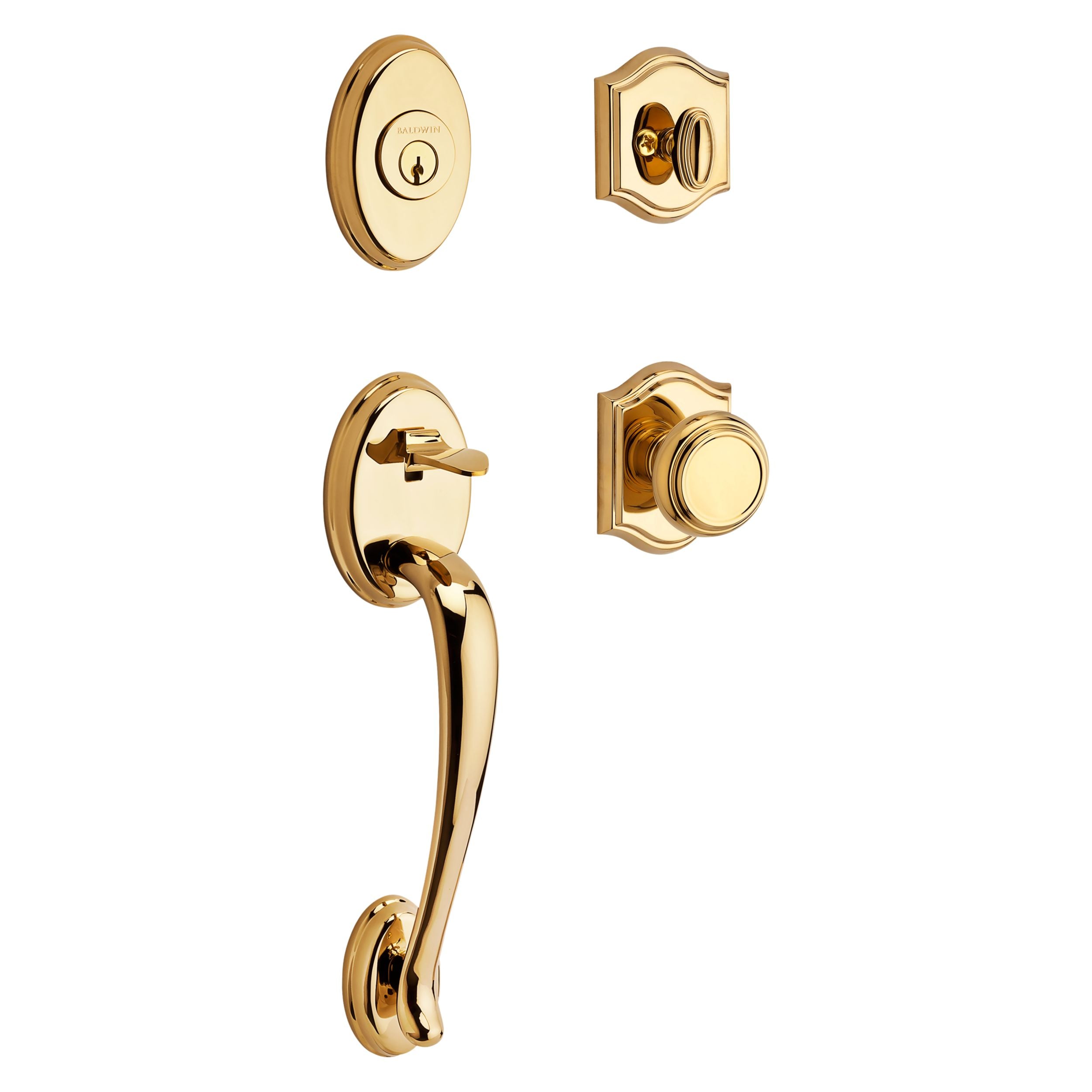 polished brass door handle and knob