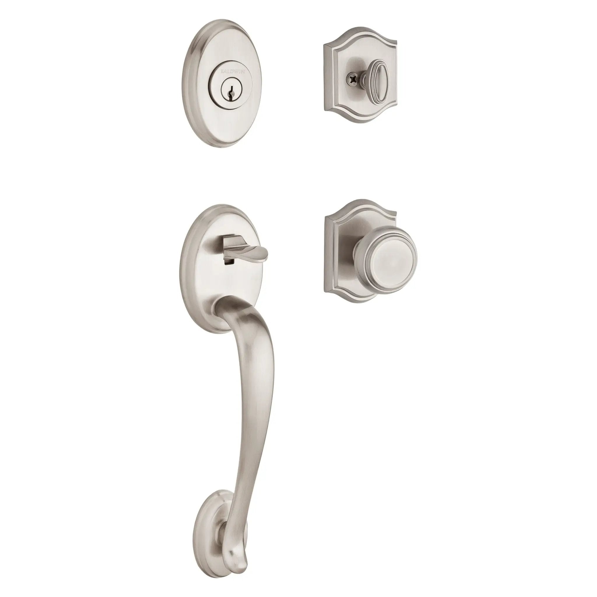 Baldwin Reserve Columbus Handleset x Traditional Knob with Arch Interior by Baldwin