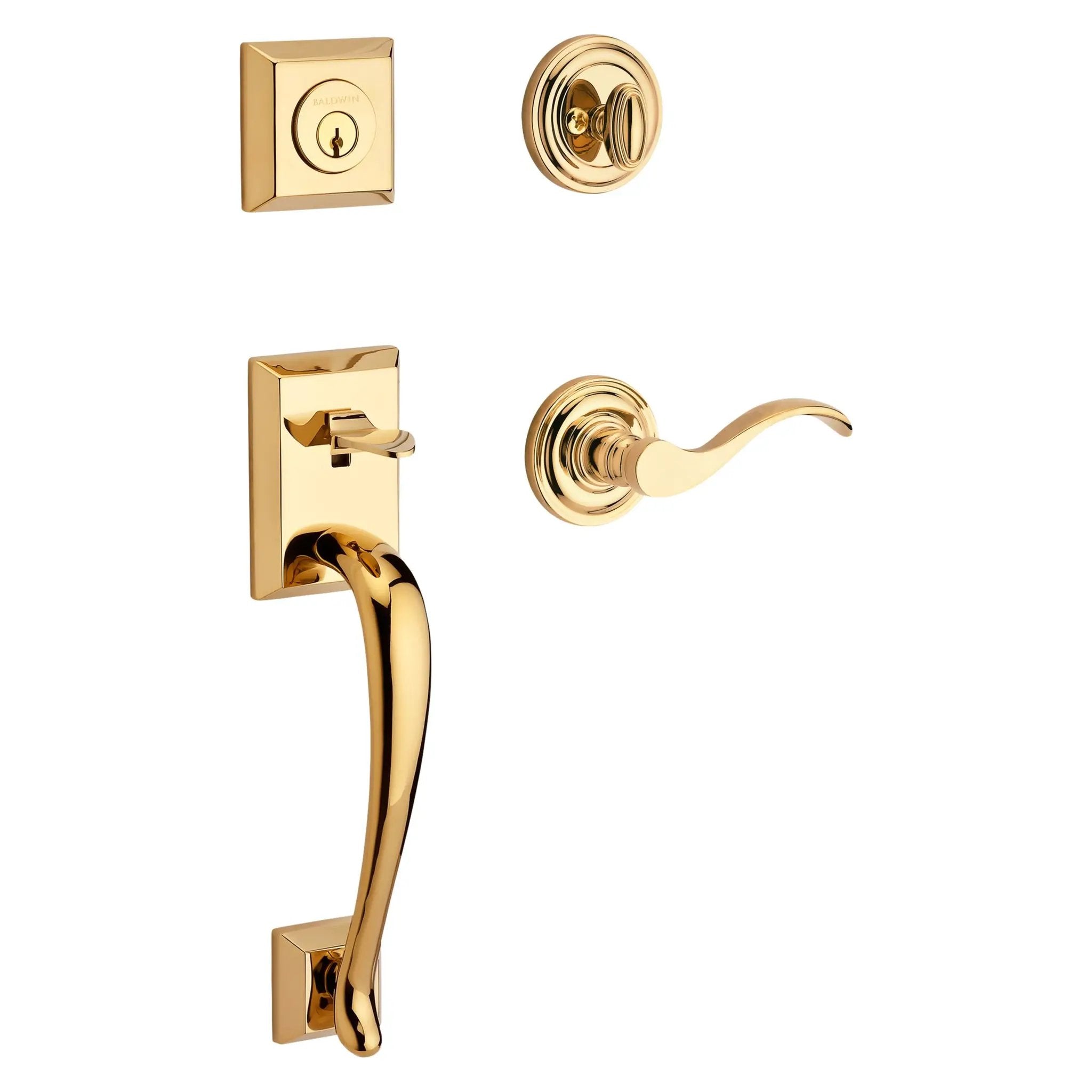 Baldwin Reserve Napa Handleset x Curve Lever with Round Interior by Baldwin